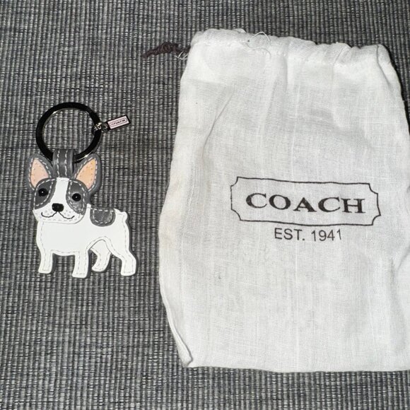 Coach Authentic French Bulldog Dog Fob Keychain Keyring Pouch RARE Discontinued - Picture 2 of 4